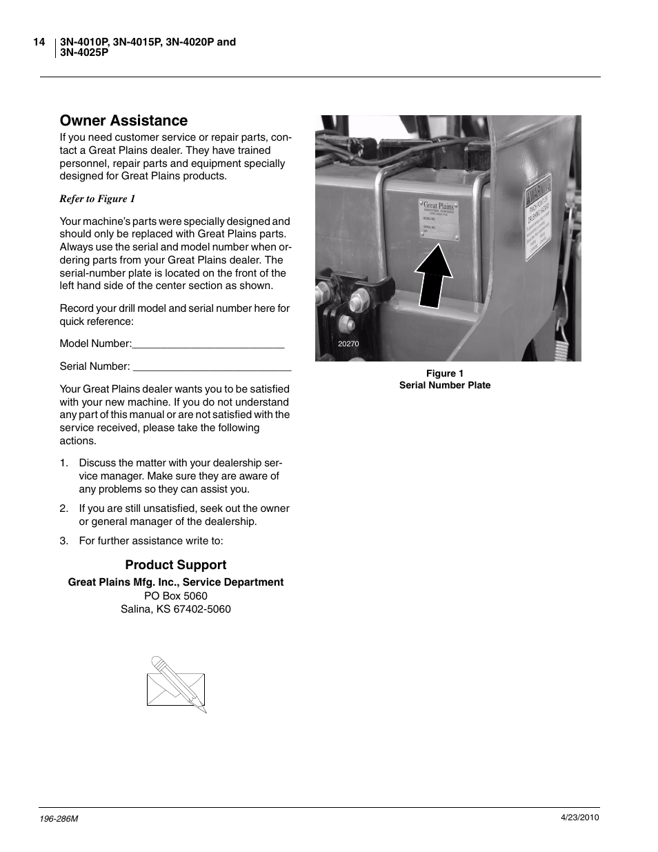 Owner assistance | Great Plains 3N-4025P Operator Manual User Manual | Page 16 / 134