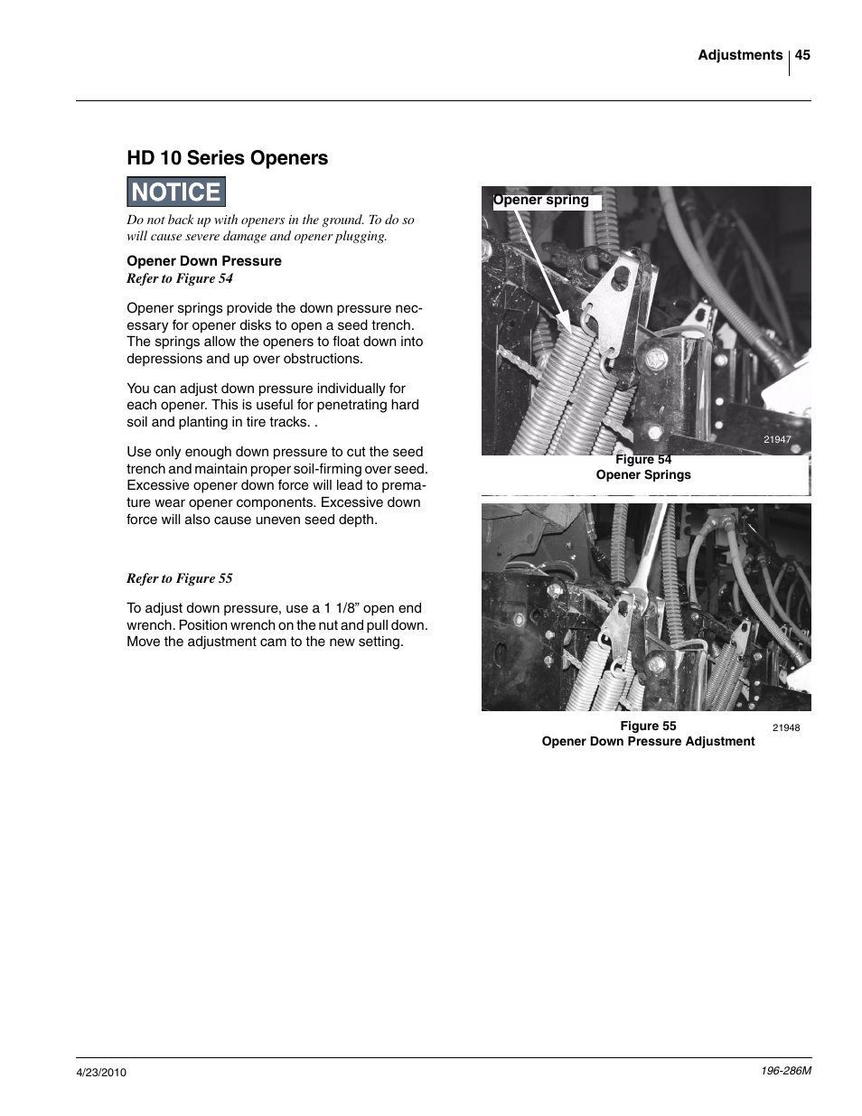 Hd 10 series openers | Great Plains 3N-4025P Operator Manual User Manual | Page 47 / 134