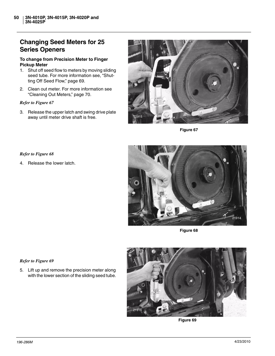 Changing seed meters for 25 series openers | Great Plains 3N-4025P Operator Manual User Manual | Page 52 / 134