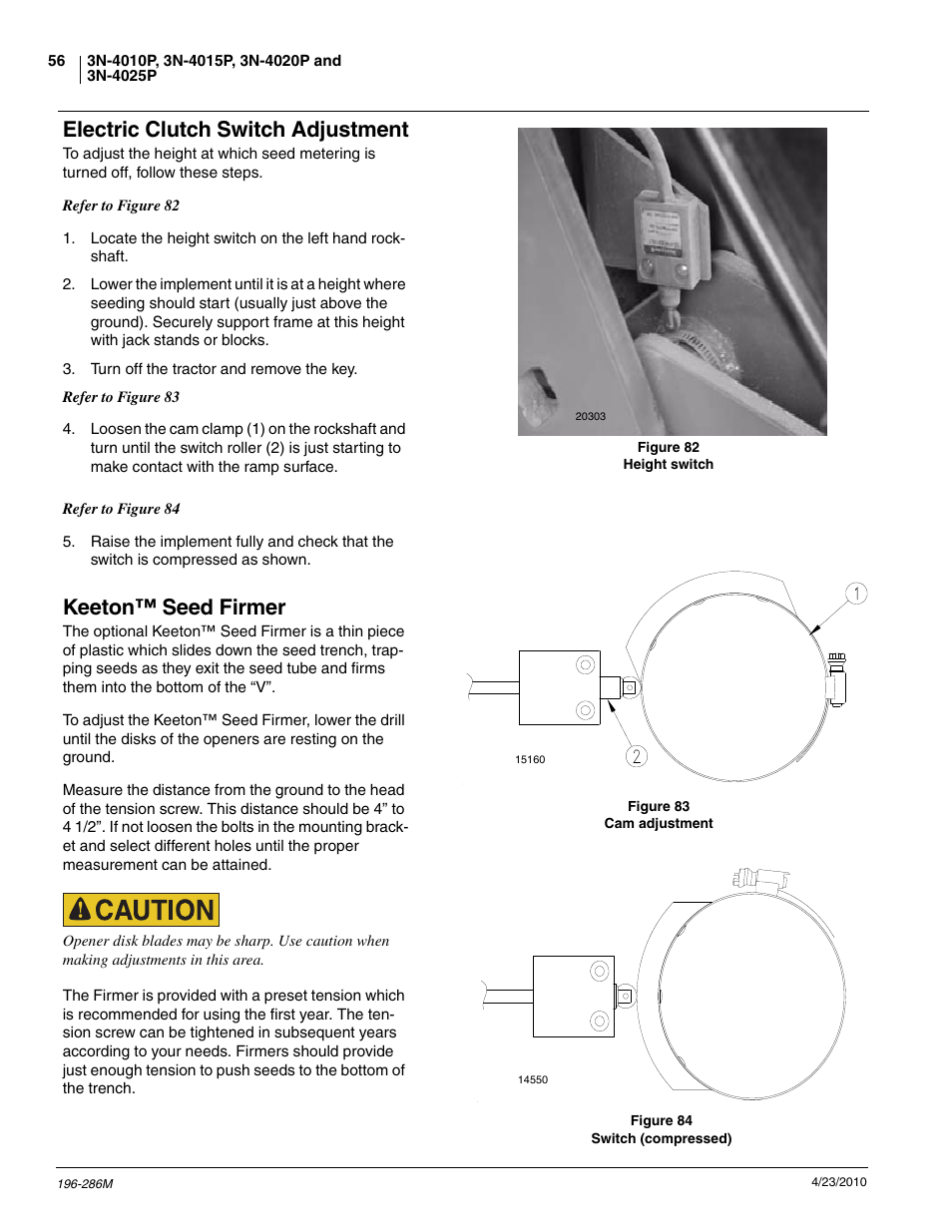 Electric clutch switch adjustment, Keeton™ seed firmer | Great Plains 3N-4025P Operator Manual User Manual | Page 58 / 134