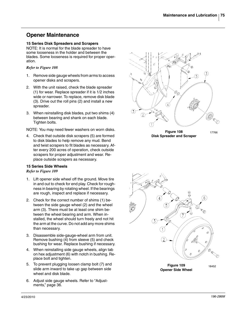 Opener maintenance | Great Plains 3N-4025P Operator Manual User Manual | Page 77 / 134