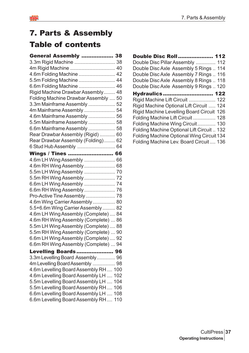 Great Plains Simba Culti Press 2009 Parts Manual User Manual | 102 pages