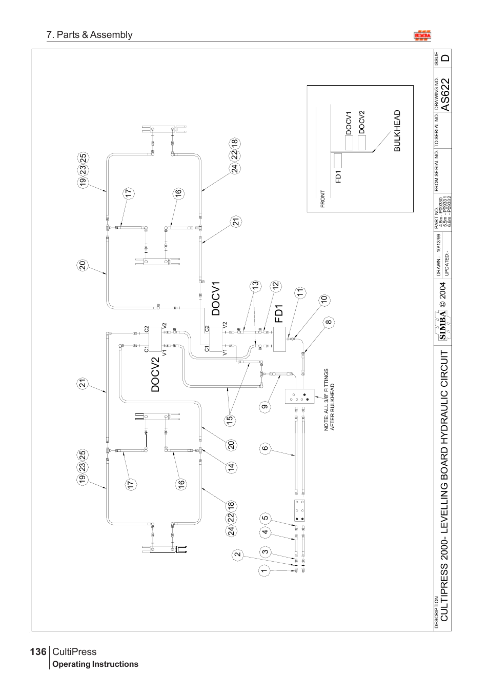 As622 d, Docv 2, Do cv1 fd 1 | Cultipress, 136 7. parts & assembly | Great Plains Simba Culti Press 2009 Parts Manual User Manual | Page 100 / 102