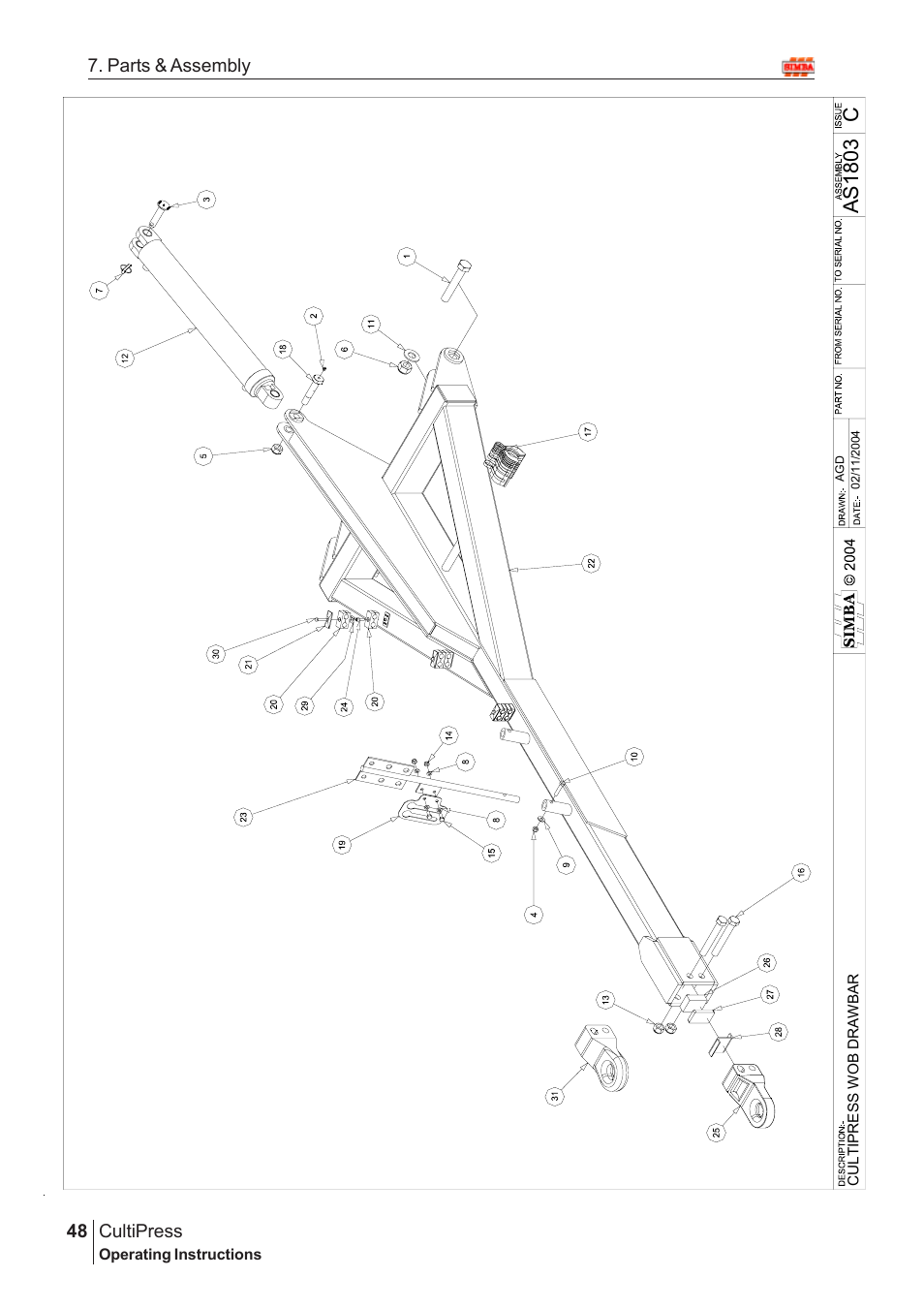 Cas1803, Cultipress, 48 7. parts & assembly | Great Plains Simba Culti Press 2009 Parts Manual User Manual | Page 12 / 102
