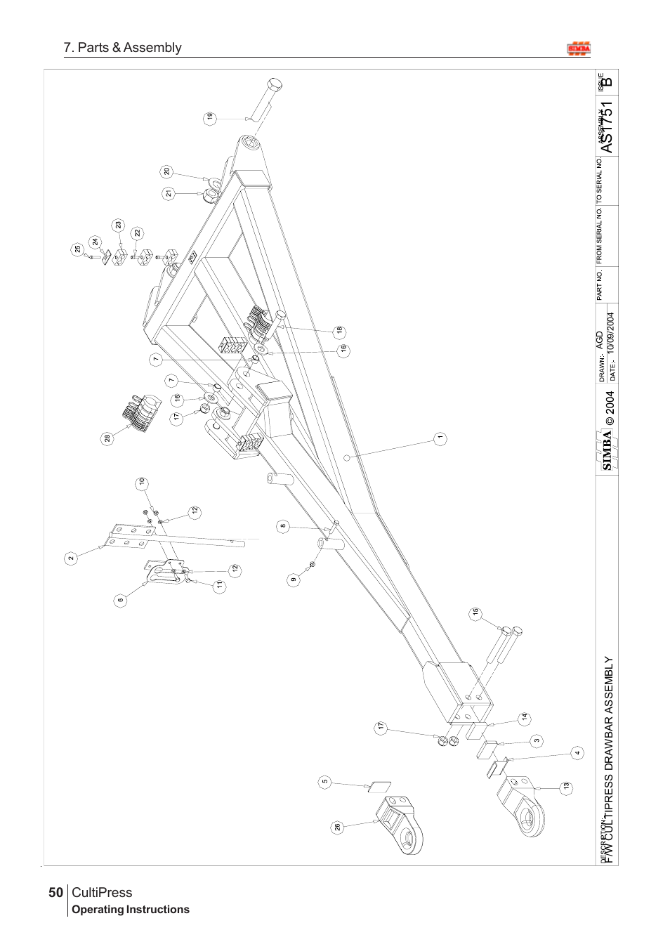Bas17 5 1, Cultipress, 50 7. parts & assembly | Great Plains Simba Culti Press 2009 Parts Manual User Manual | Page 14 / 102