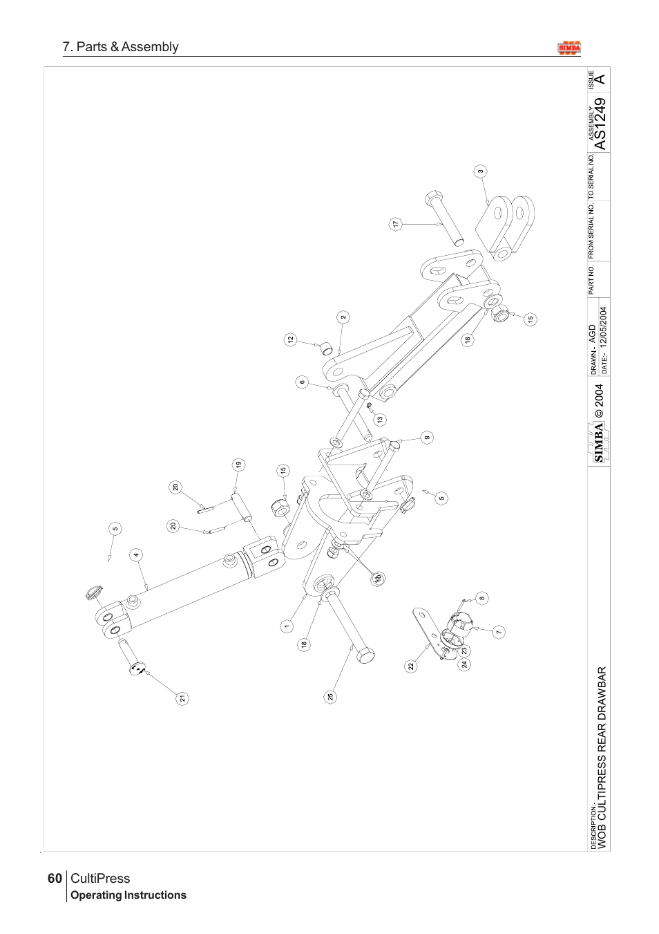Aas 1249, Cultipress, 60 7. parts & assembly | Great Plains Simba Culti Press 2009 Parts Manual User Manual | Page 24 / 102