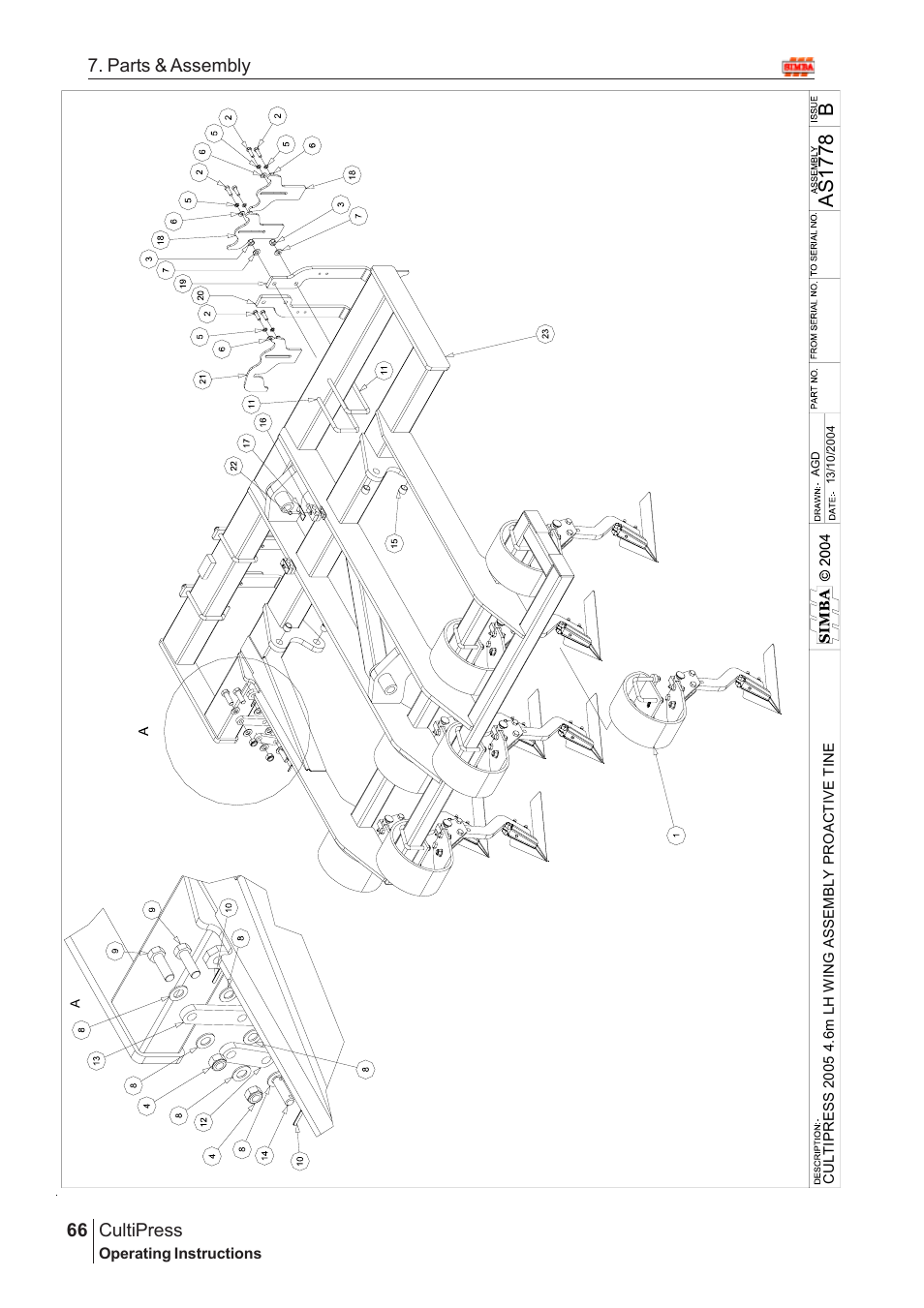 Bas 1778, Cultipress, 66 7. parts & assembly | Great Plains Simba Culti Press 2009 Parts Manual User Manual | Page 30 / 102