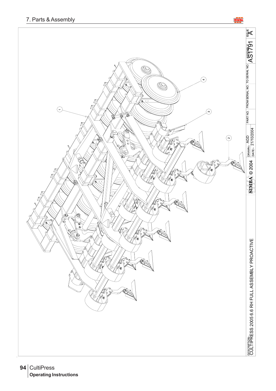 As 17 91 | Great Plains Simba Culti Press 2009 Parts Manual User Manual | Page 58 / 102