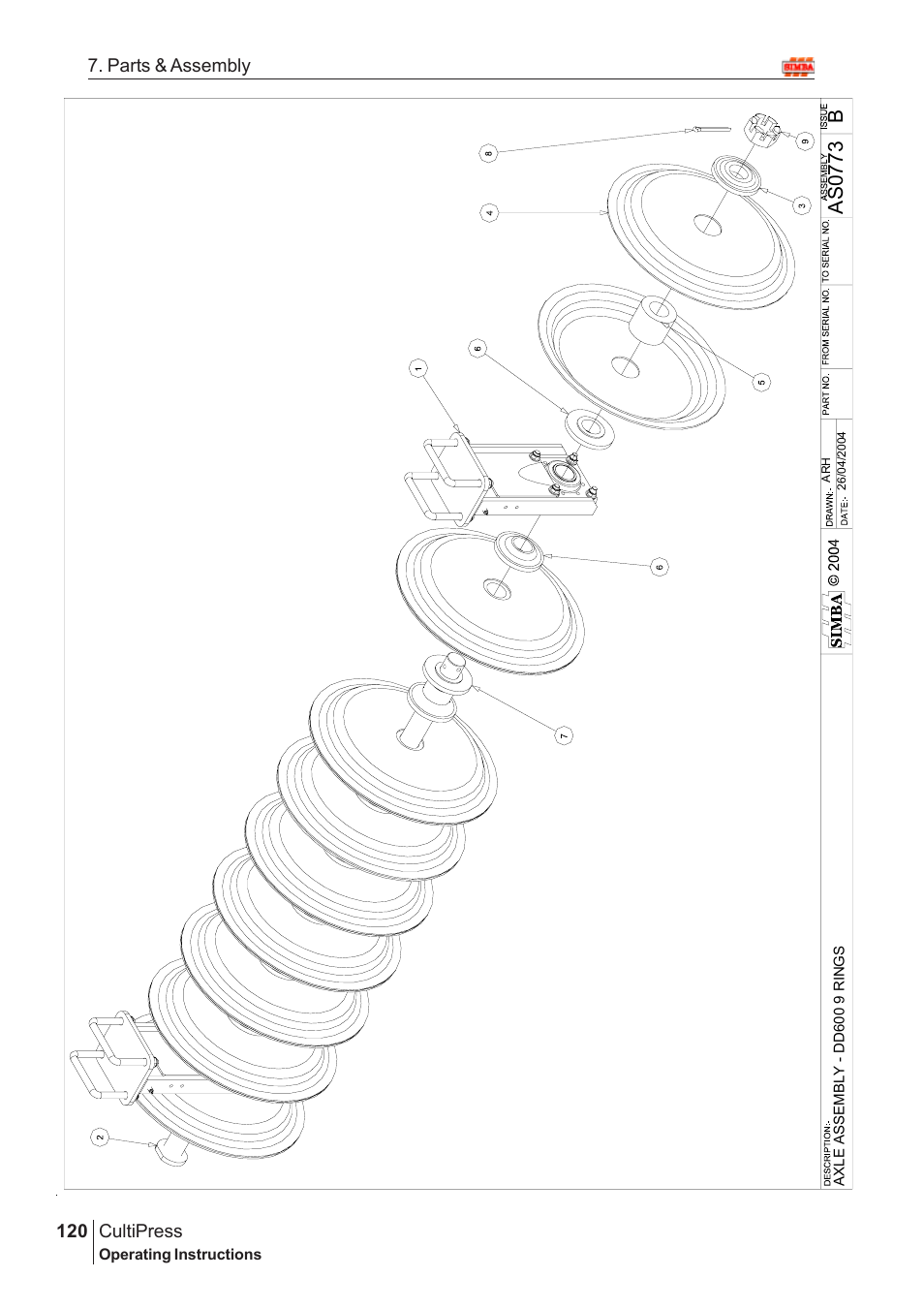 Ba s 0773 | Great Plains Simba Culti Press 2009 Parts Manual User Manual | Page 84 / 102