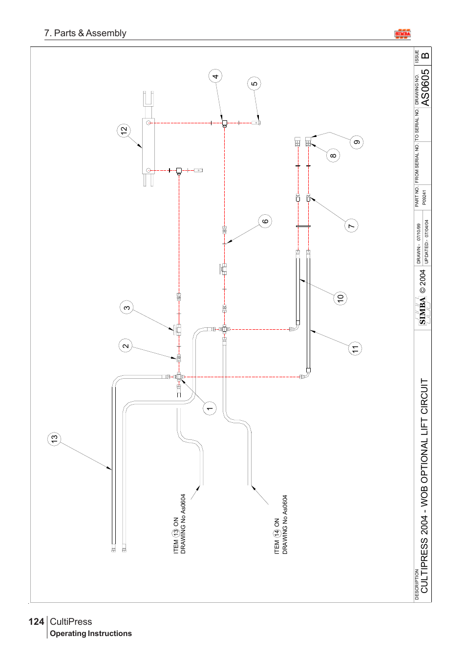 As06 0 5 b, Cultipress, 124 7. parts & assembly | Operating instructions | Great Plains Simba Culti Press 2009 Parts Manual User Manual | Page 88 / 102
