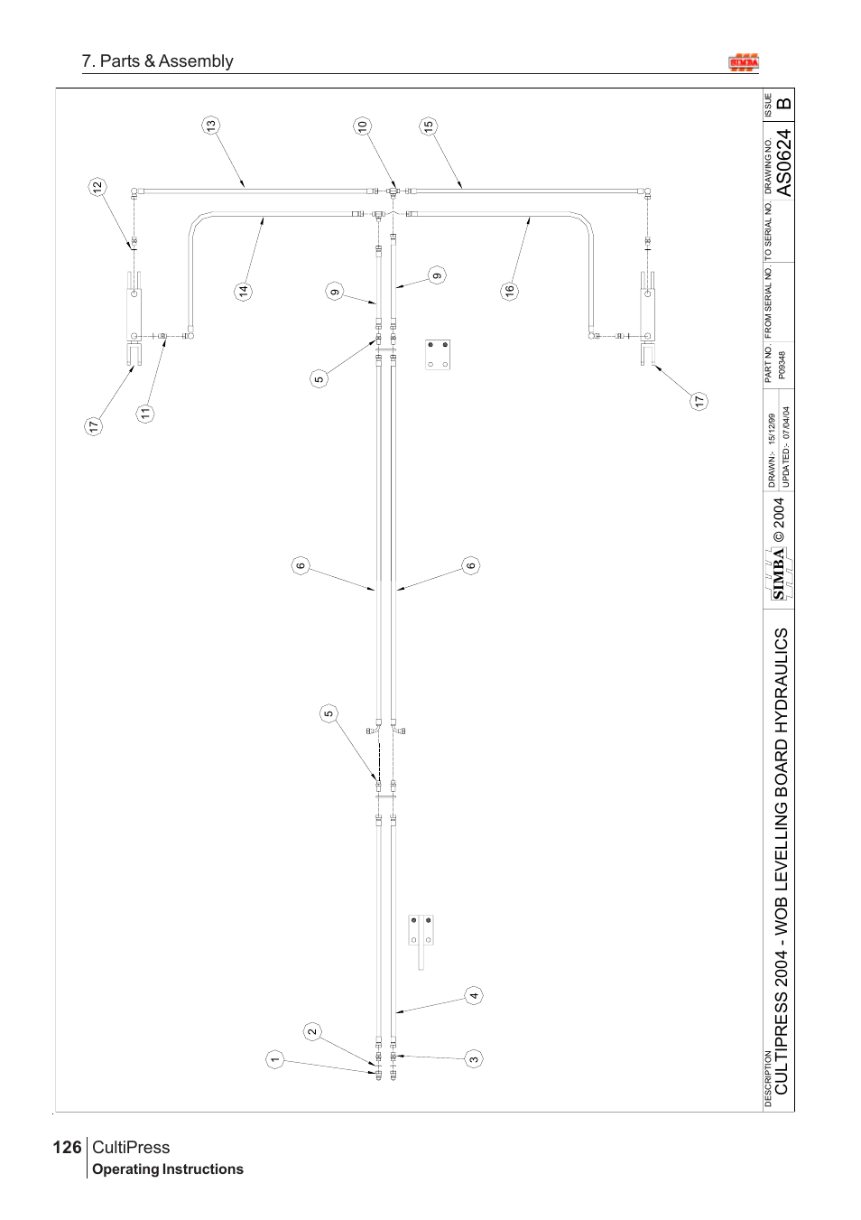 As06 2 4 b, Cultipress, 126 7. parts & assembly | Operating instructions | Great Plains Simba Culti Press 2009 Parts Manual User Manual | Page 90 / 102