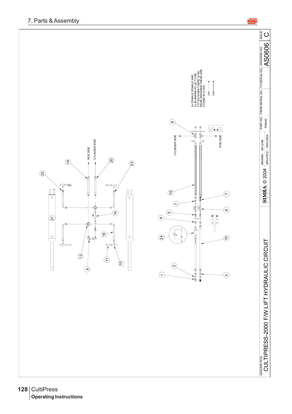 As06 06 c, Cultipress, 128 7. parts & assembly | Operating instructions, Si mb a © 200 4 | Great Plains Simba Culti Press 2009 Parts Manual User Manual | Page 92 / 102