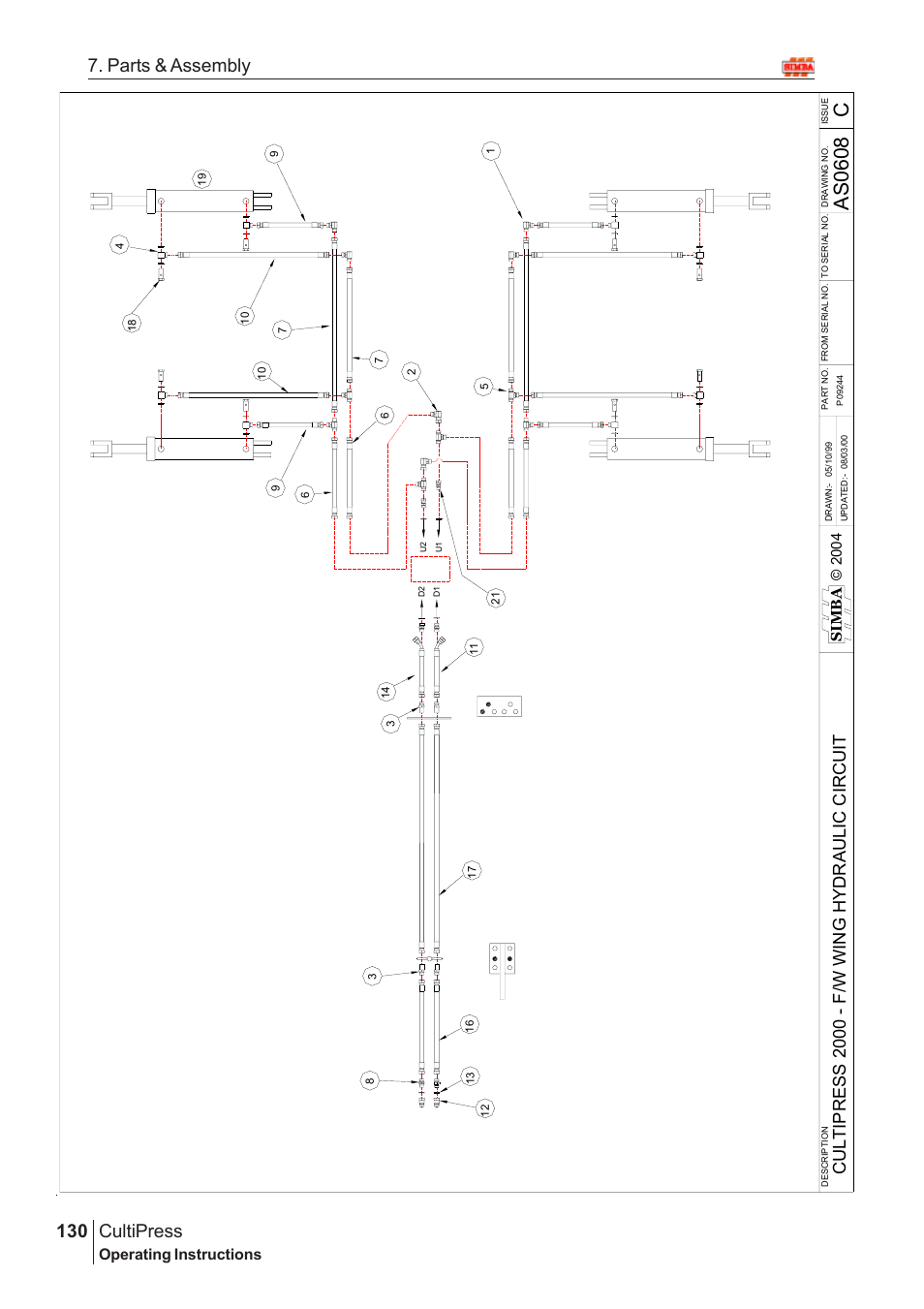 As060 8 c, Cultipress, 130 7. parts & assembly | Operating instructions | Great Plains Simba Culti Press 2009 Parts Manual User Manual | Page 94 / 102