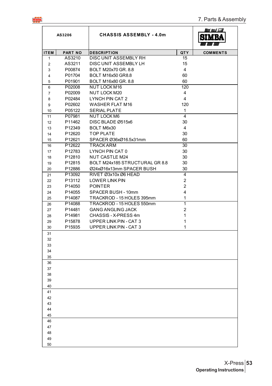 53 x-press, Parts & assembly | Great Plains X-PresS 2009 Assembly Instructions User Manual | Page 19 / 102