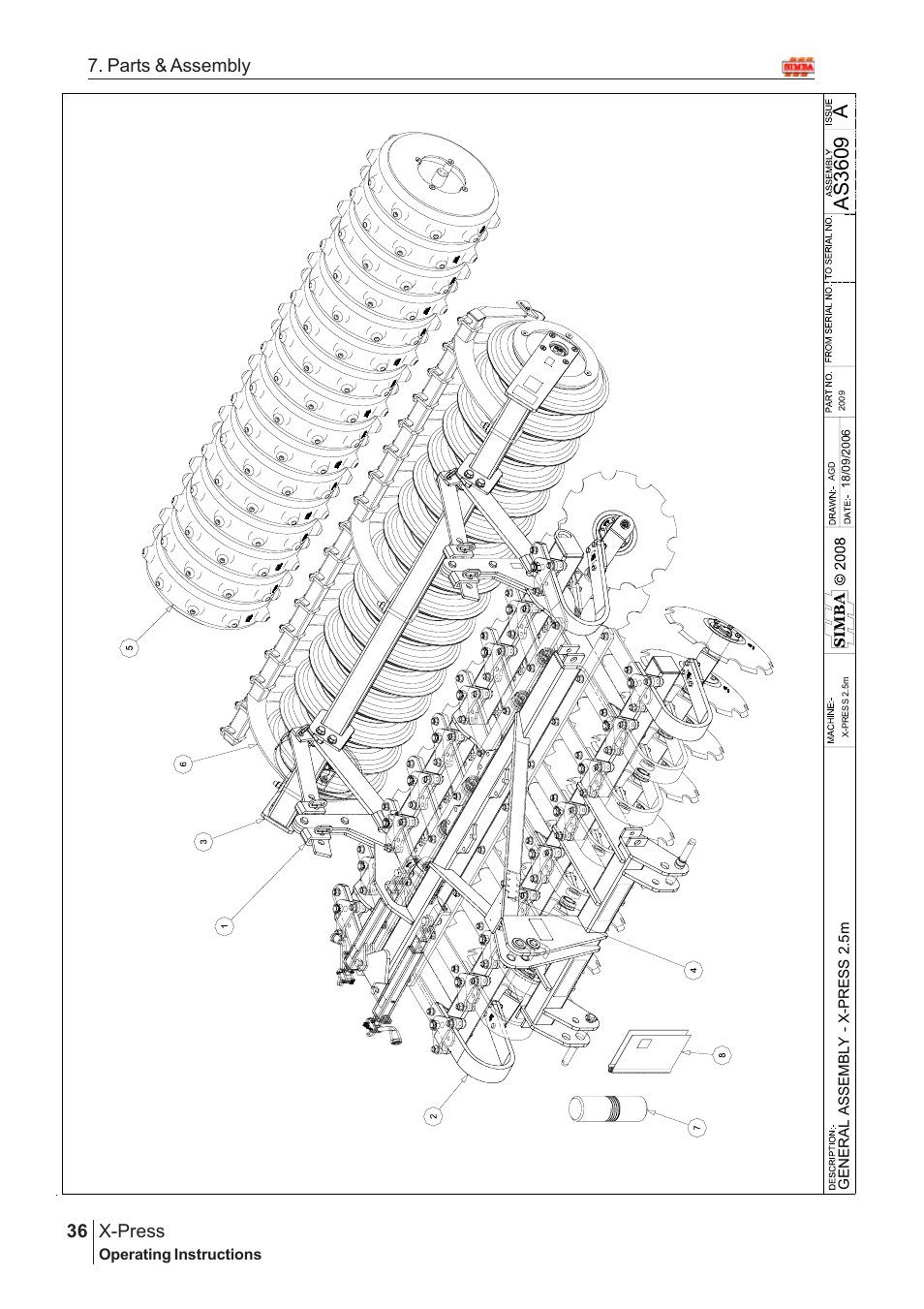 Aas 3609, X-press, 36 7. parts & assembly | Great Plains X-PresS 2009 Assembly Instructions User Manual | Page 2 / 102