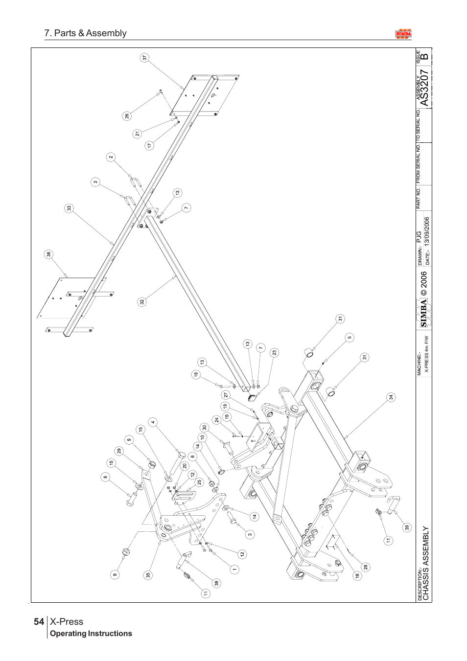 Bas3 20 7, X-press, 54 7. parts & assembly | Great Plains X-PresS 2009 Assembly Instructions User Manual | Page 20 / 102