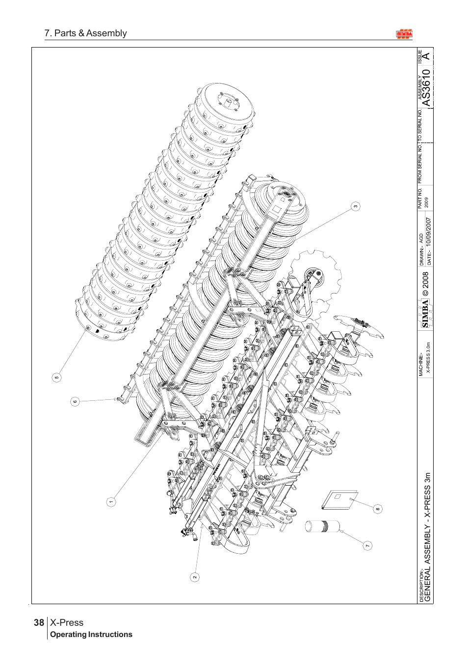 Aas 3610, X-press, 38 7. parts & assembly | Great Plains X-PresS 2009 Assembly Instructions User Manual | Page 4 / 102