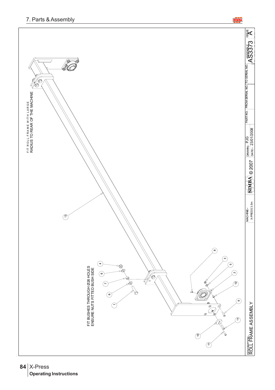 Aas 3373, X-press, 84 7. parts & assembly | Operating instructions | Great Plains X-PresS 2009 Assembly Instructions User Manual | Page 50 / 102