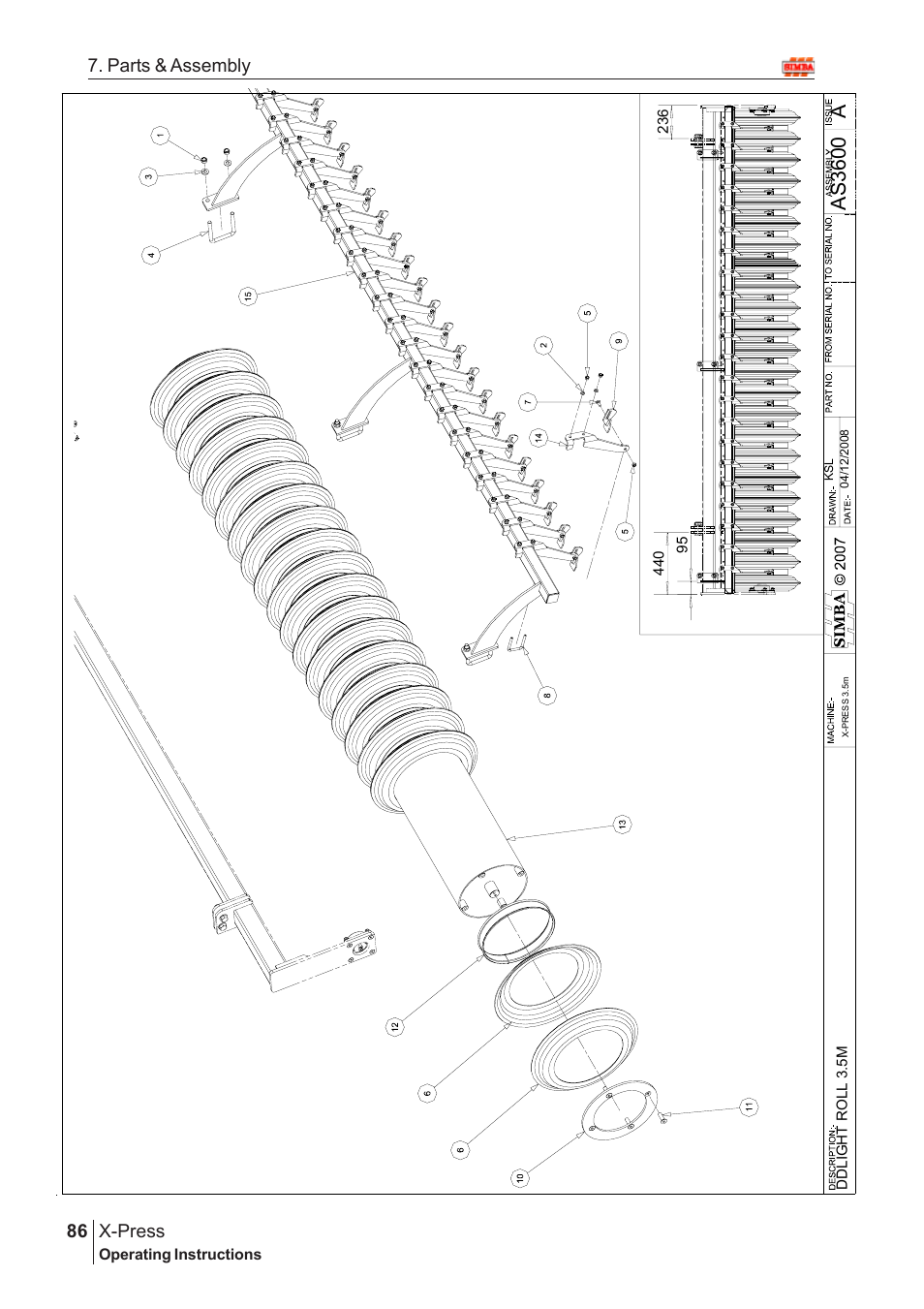 Aas 3600, X-press, 86 7. parts & assembly | Great Plains X-PresS 2009 Assembly Instructions User Manual | Page 52 / 102
