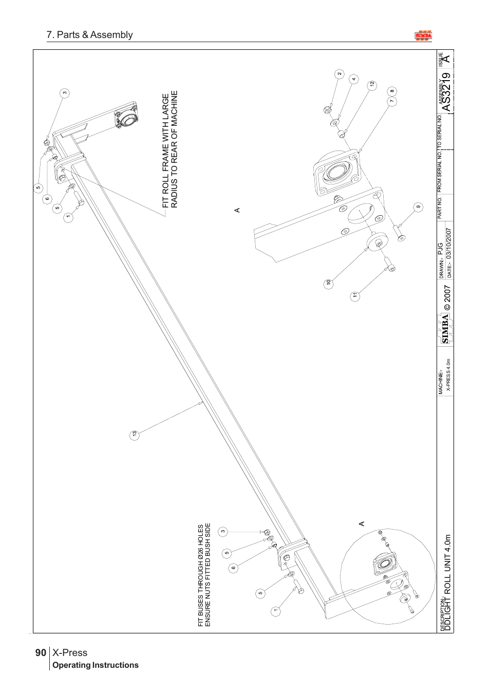 Aas 3219, X-press, 90 7. parts & assembly | Great Plains X-PresS 2009 Assembly Instructions User Manual | Page 56 / 102