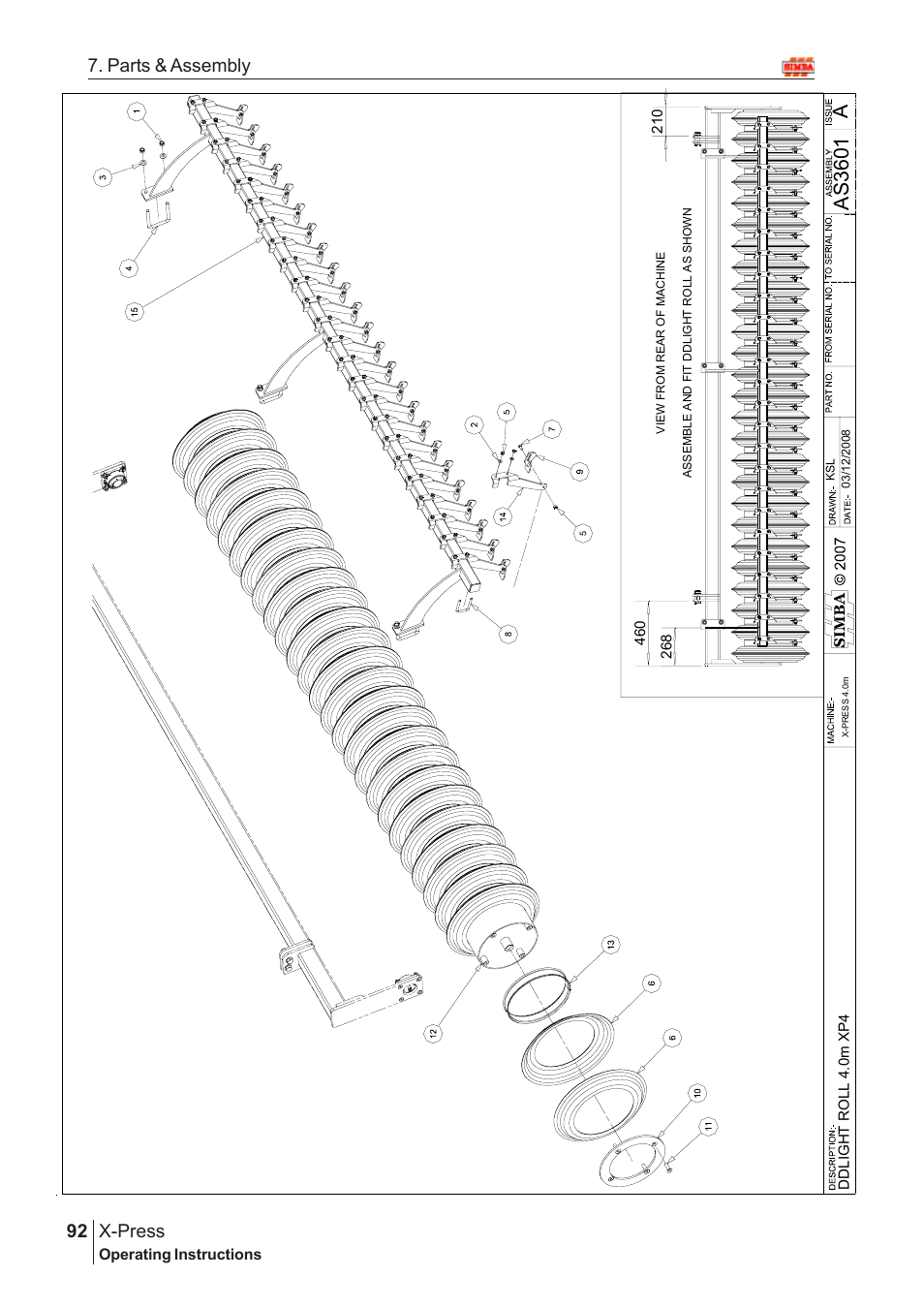 Aas 3601, X-press, 92 7. parts & assembly | Great Plains X-PresS 2009 Assembly Instructions User Manual | Page 58 / 102