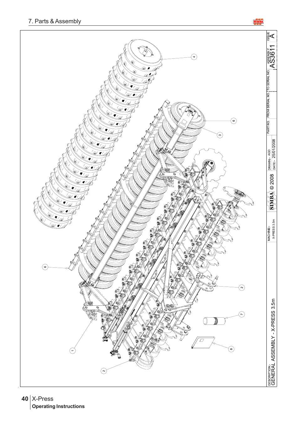 Aas 3611, X-press, 40 7. parts & assembly | Great Plains X-PresS 2009 Assembly Instructions User Manual | Page 6 / 102