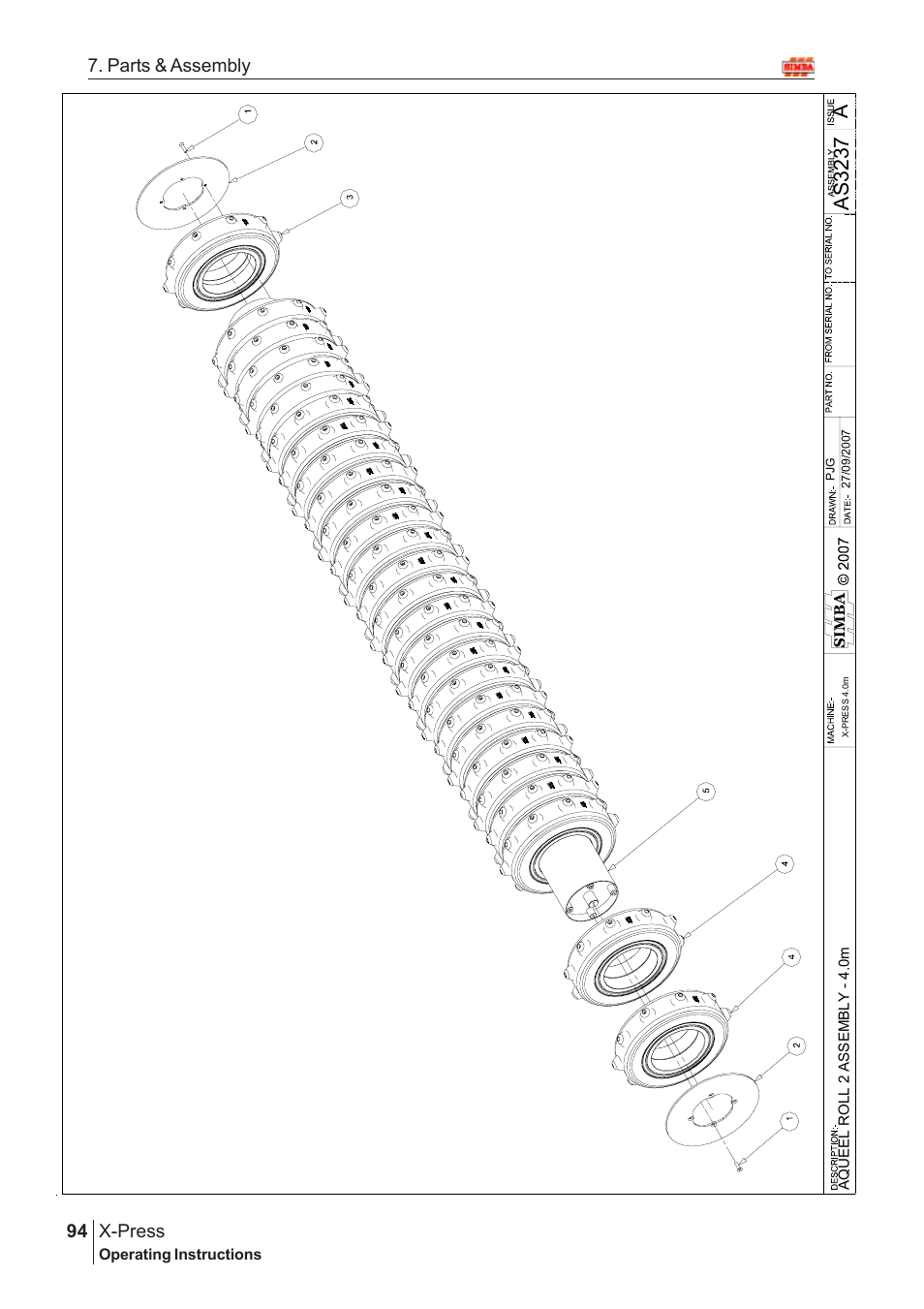 Aas 3237, X-press, 94 7. parts & assembly | Great Plains X-PresS 2009 Assembly Instructions User Manual | Page 60 / 102