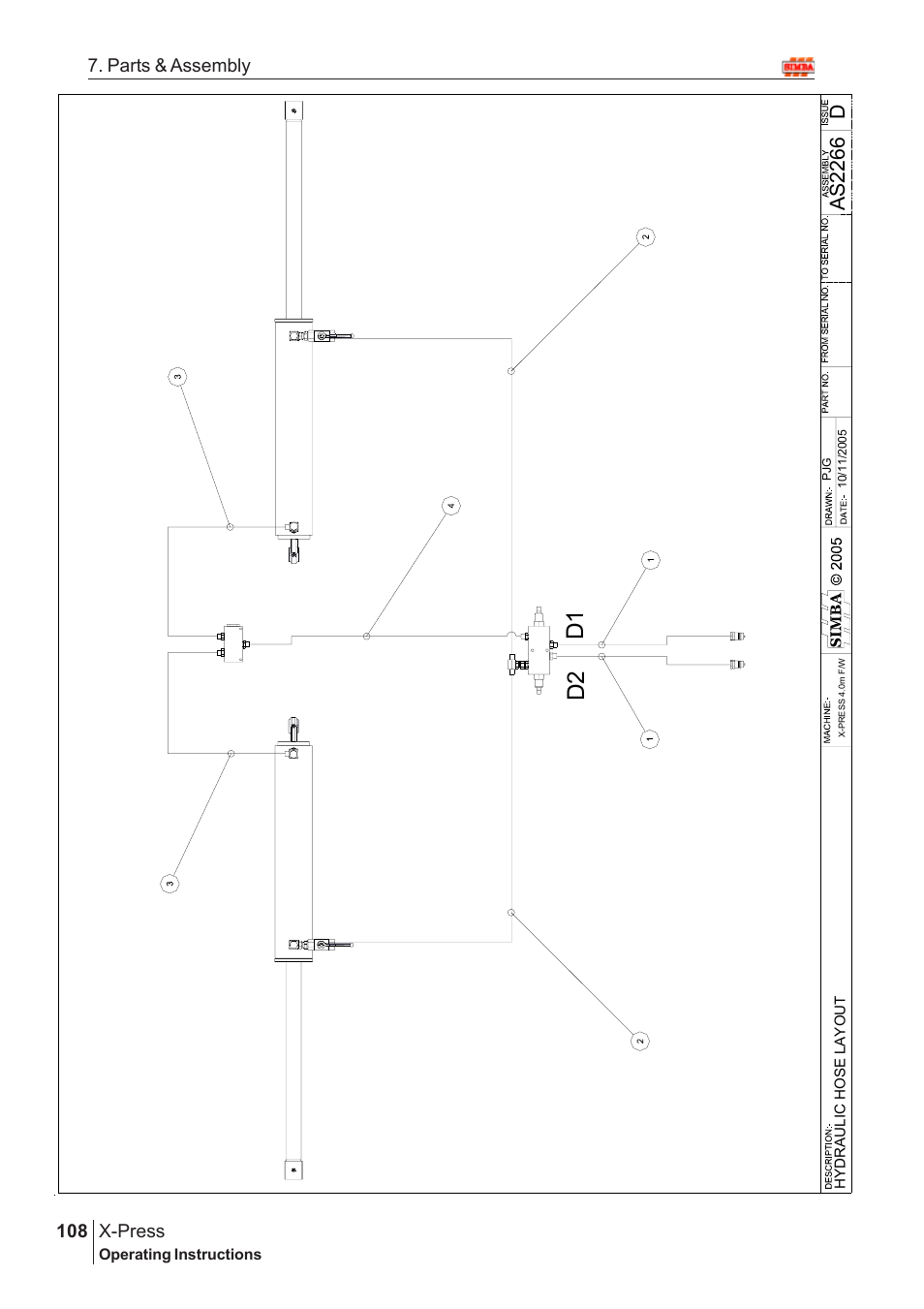 D1 d2, Das2 26 6, X-press | 108 7. parts & assembly | Great Plains X-PresS 2009 Assembly Instructions User Manual | Page 74 / 102