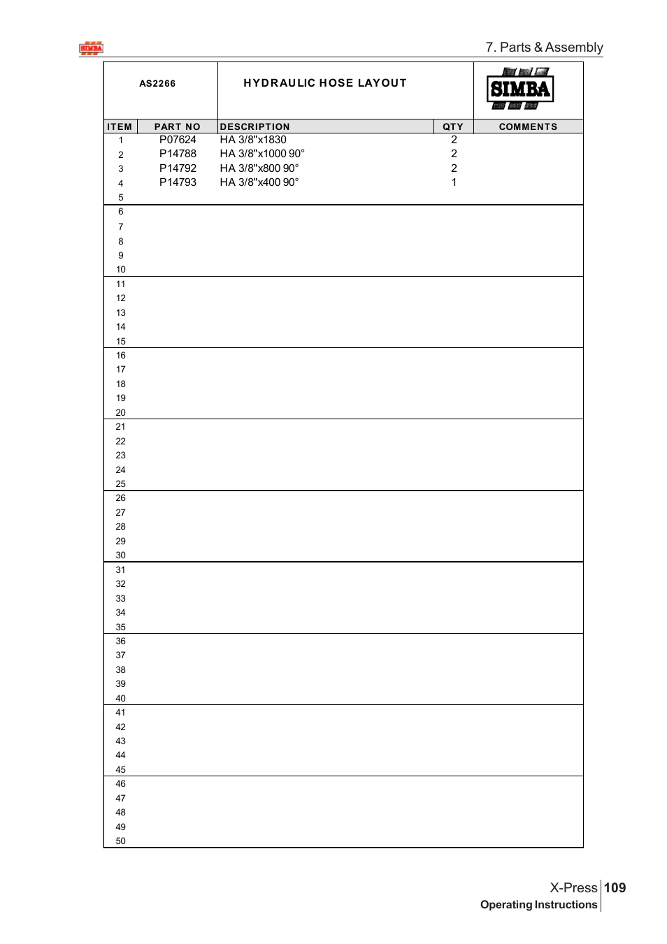 109 x-press, Parts & assembly | Great Plains X-PresS 2009 Assembly Instructions User Manual | Page 75 / 102