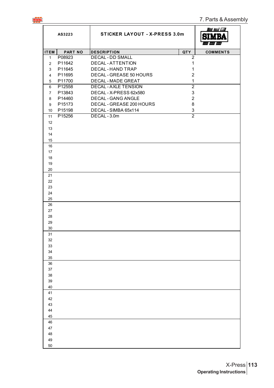 113 x-press, Parts & assembly | Great Plains X-PresS 2009 Assembly Instructions User Manual | Page 79 / 102