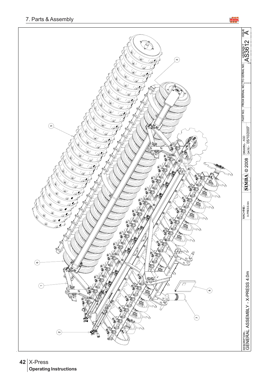 Aas 3612, X-press, 42 7. parts & assembly | Great Plains X-PresS 2009 Assembly Instructions User Manual | Page 8 / 102