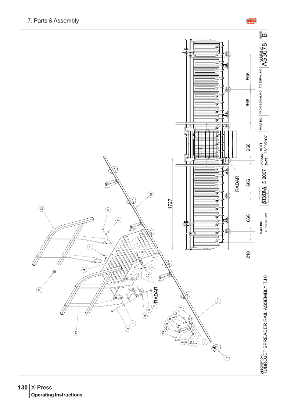 Bas3 67 8, X-press, 130 7. parts & assembly | Great Plains X-PresS 2009 Assembly Instructions User Manual | Page 96 / 102