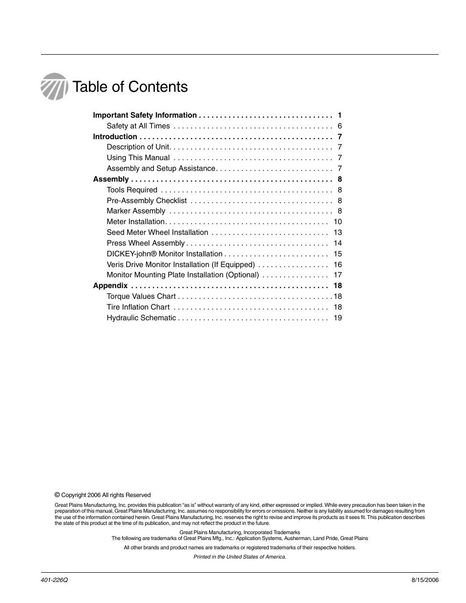 Great Plains YP1625 Predelivery Manual User Manual | Page 2 / 22