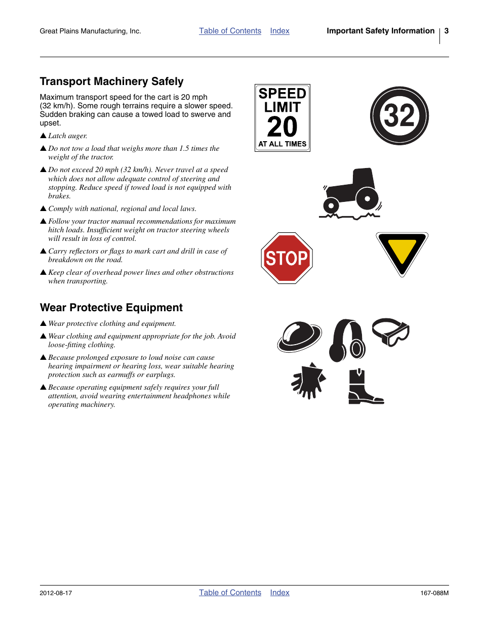 Transport machinery safely, Wear protective equipment | Great Plains ADC2220 Assembly Instructions User Manual | Page 5 / 22