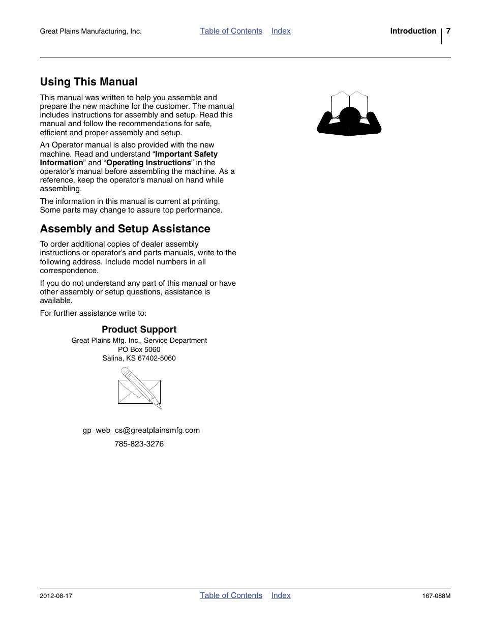 Using this manual, Assembly and setup assistance, Product support | Using this manual assembly and setup assistance | Great Plains ADC2220 Assembly Instructions User Manual | Page 9 / 22