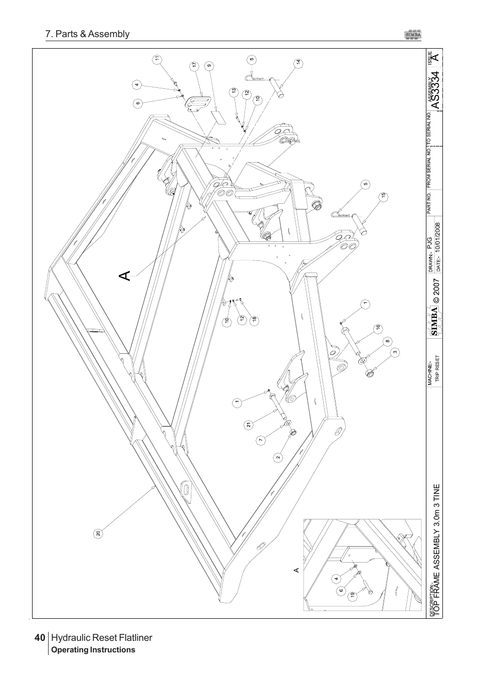 Aas 3334, Hydraulic reset flatliner, 40 7. parts & assembly | Great Plains Hydraulic Reset Flatliner 2009 Assembly Instructions User Manual | Page 10 / 60