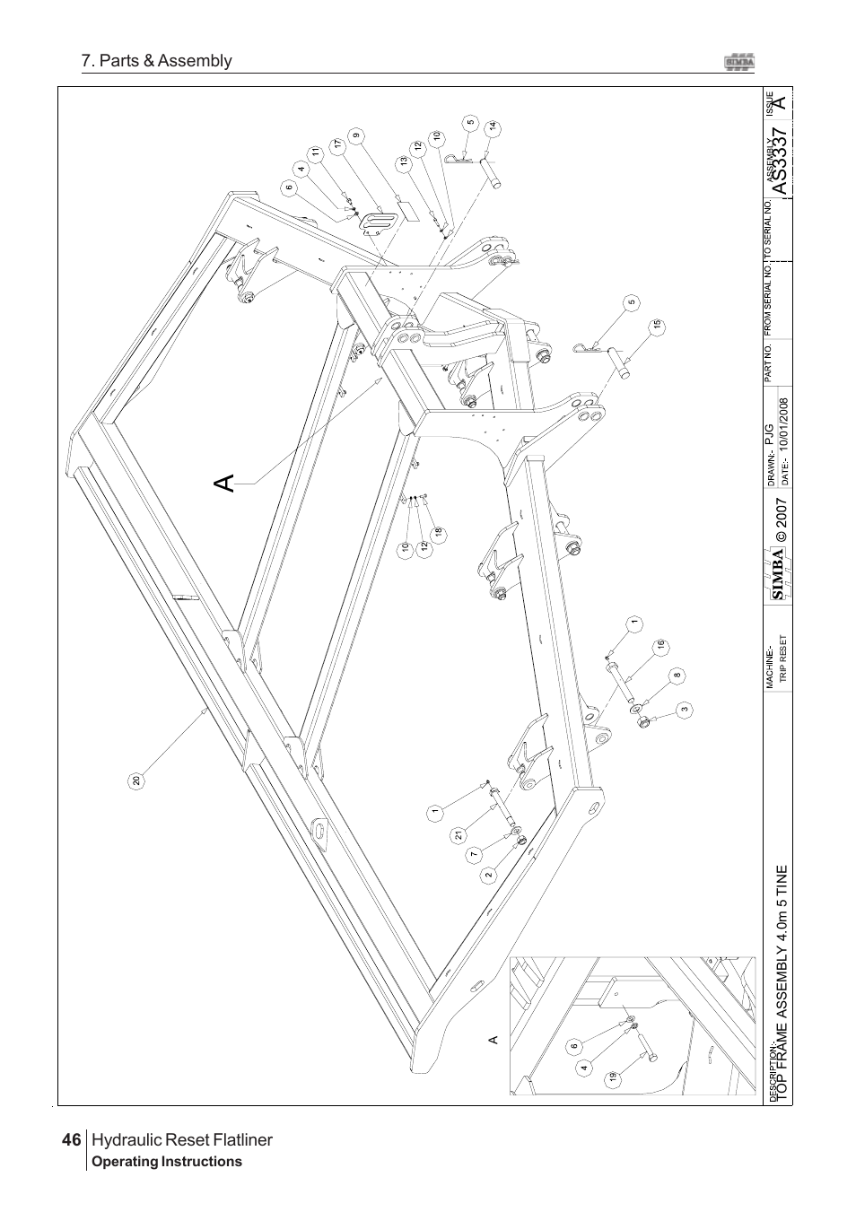 Aas 3337, Hydraulic reset flatliner, 46 7. parts & assembly | Great Plains Hydraulic Reset Flatliner 2009 Assembly Instructions User Manual | Page 16 / 60