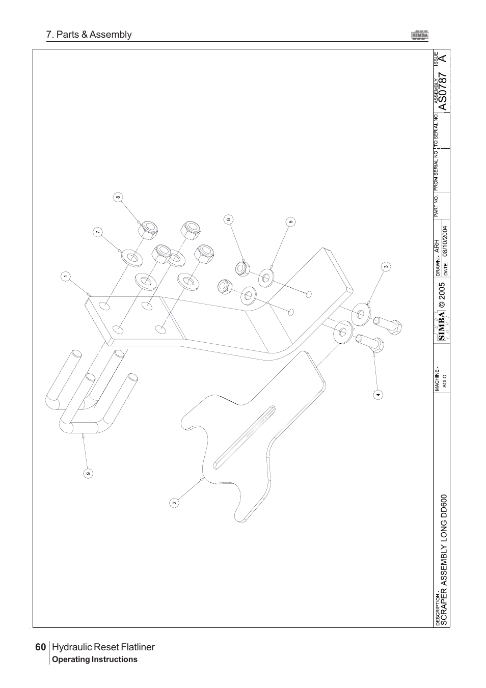 Aas 0787, Hydraulic reset flatliner, 60 7. parts & assembly | Great Plains Hydraulic Reset Flatliner 2009 Assembly Instructions User Manual | Page 30 / 60