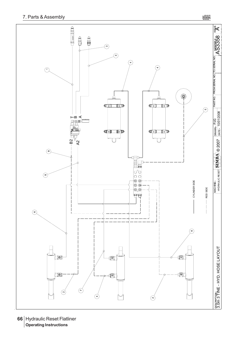 Aas 3358, Hydraulic reset flatliner, 66 7. parts & assembly | Great Plains Hydraulic Reset Flatliner 2009 Assembly Instructions User Manual | Page 36 / 60