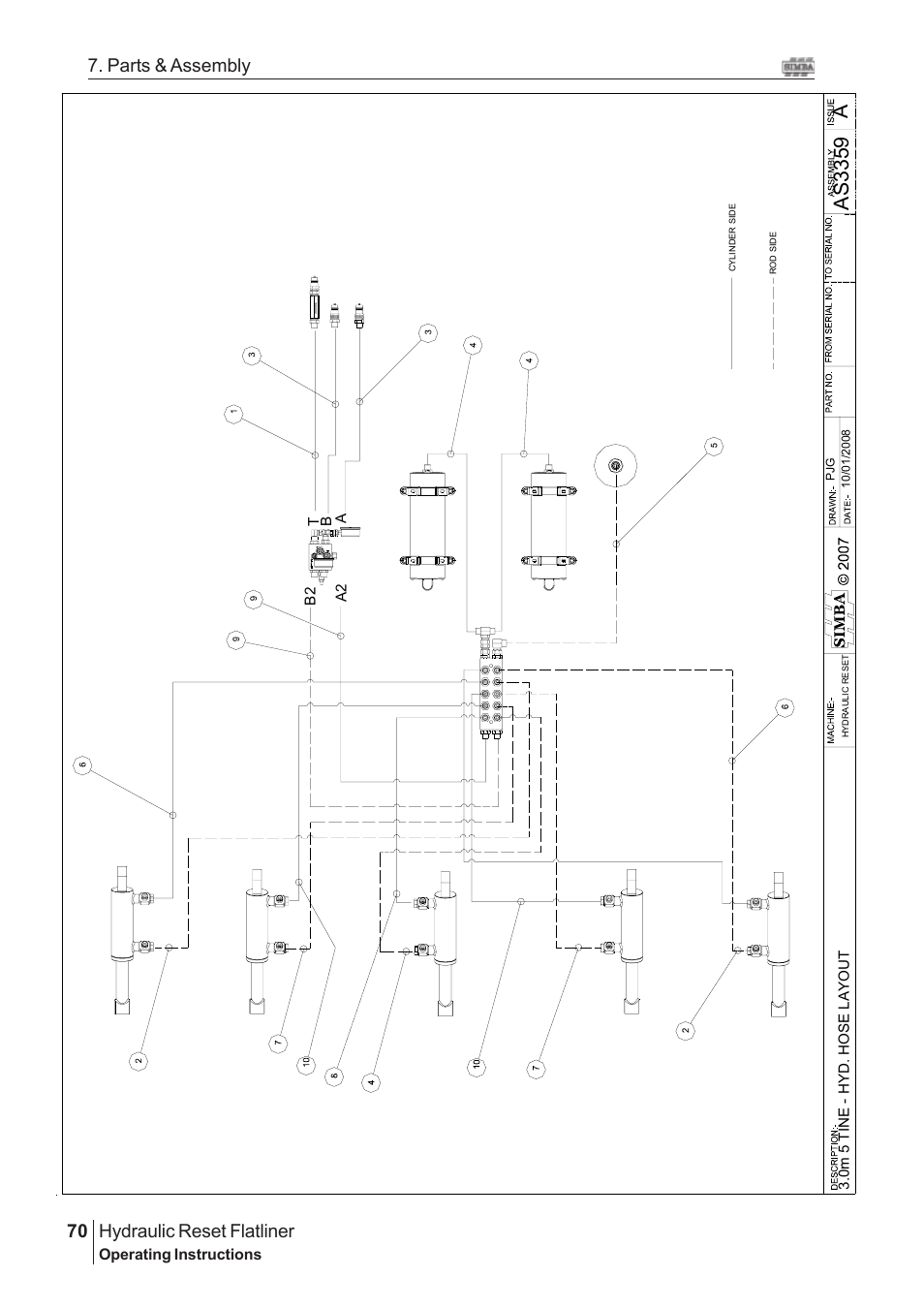 Aas 3359, Hydraulic reset flatliner, 70 7. parts & assembly | Great Plains Hydraulic Reset Flatliner 2009 Assembly Instructions User Manual | Page 40 / 60