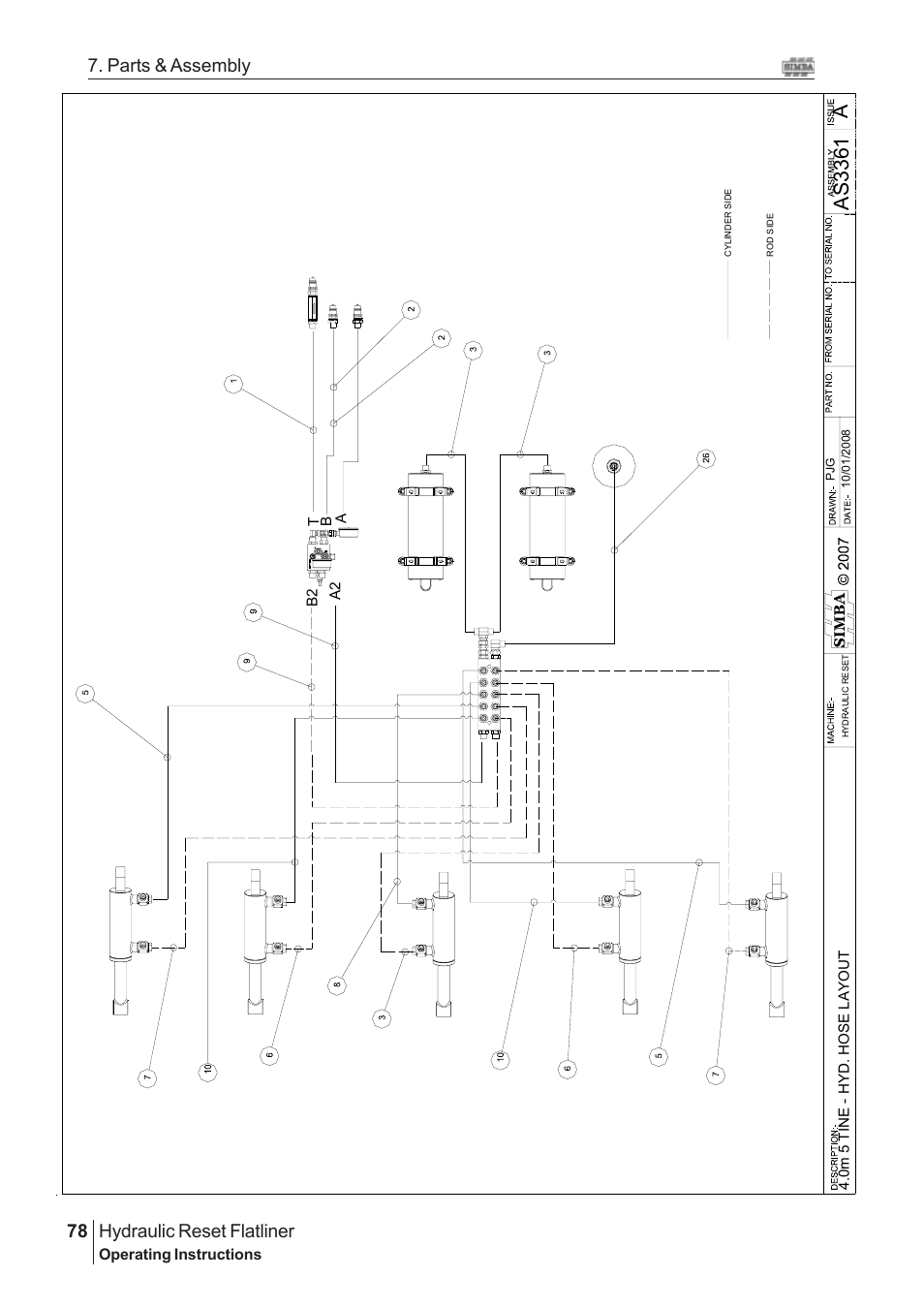 Aas 3361, Hydraulic reset flatliner, 78 7. parts & assembly | Great Plains Hydraulic Reset Flatliner 2009 Assembly Instructions User Manual | Page 48 / 60