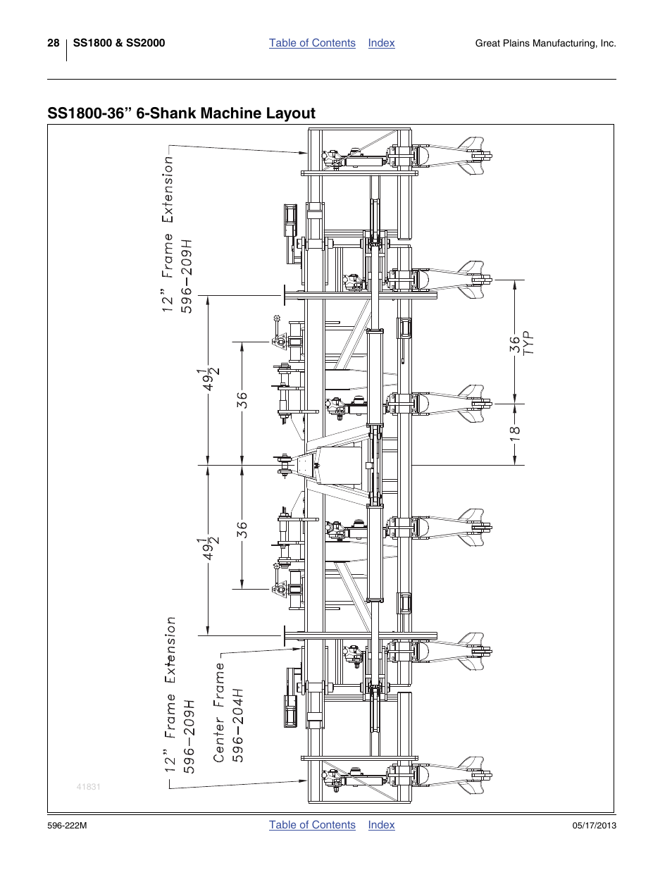 Ss1800-36” 6-shank machine layout | Great Plains SS2000 Operator Manual User Manual | Page 32 / 50