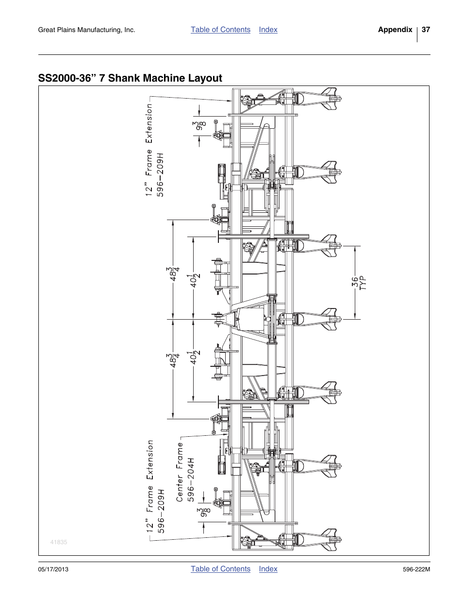 Ss2000-36” 7 shank machine layout | Great Plains SS2000 Operator Manual User Manual | Page 41 / 50
