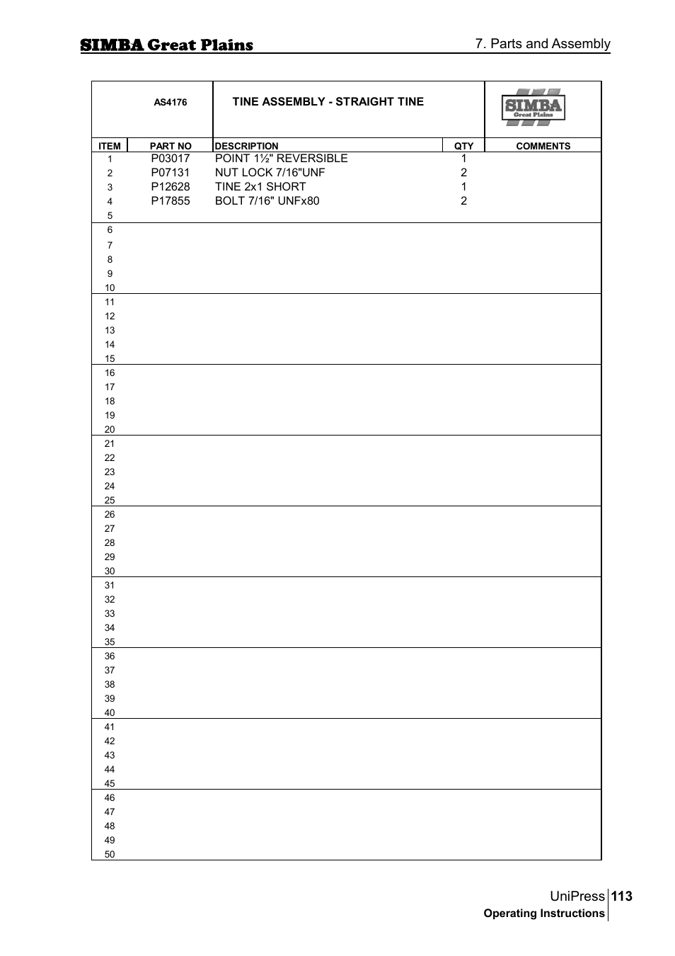113 unipress, Parts and assembly | Great Plains P17921E Operator Manual User Manual | Page 113 / 210