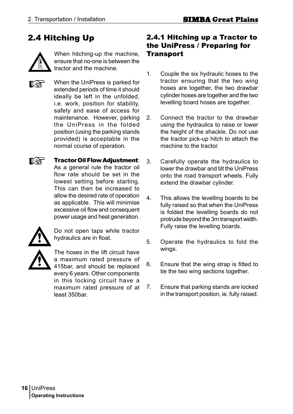 4 hitching up | Great Plains P17921E Operator Manual User Manual | Page 16 / 210