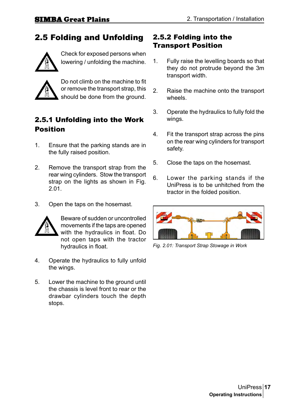 5 folding and unfolding | Great Plains P17921E Operator Manual User Manual | Page 17 / 210