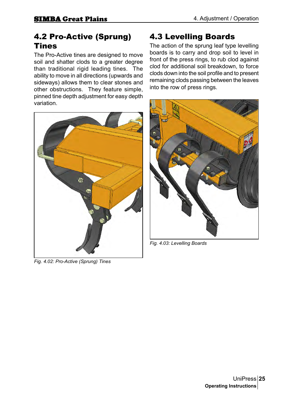 2 pro-active (sprung) tines, 3 levelling boards | Great Plains P17921E Operator Manual User Manual | Page 25 / 210