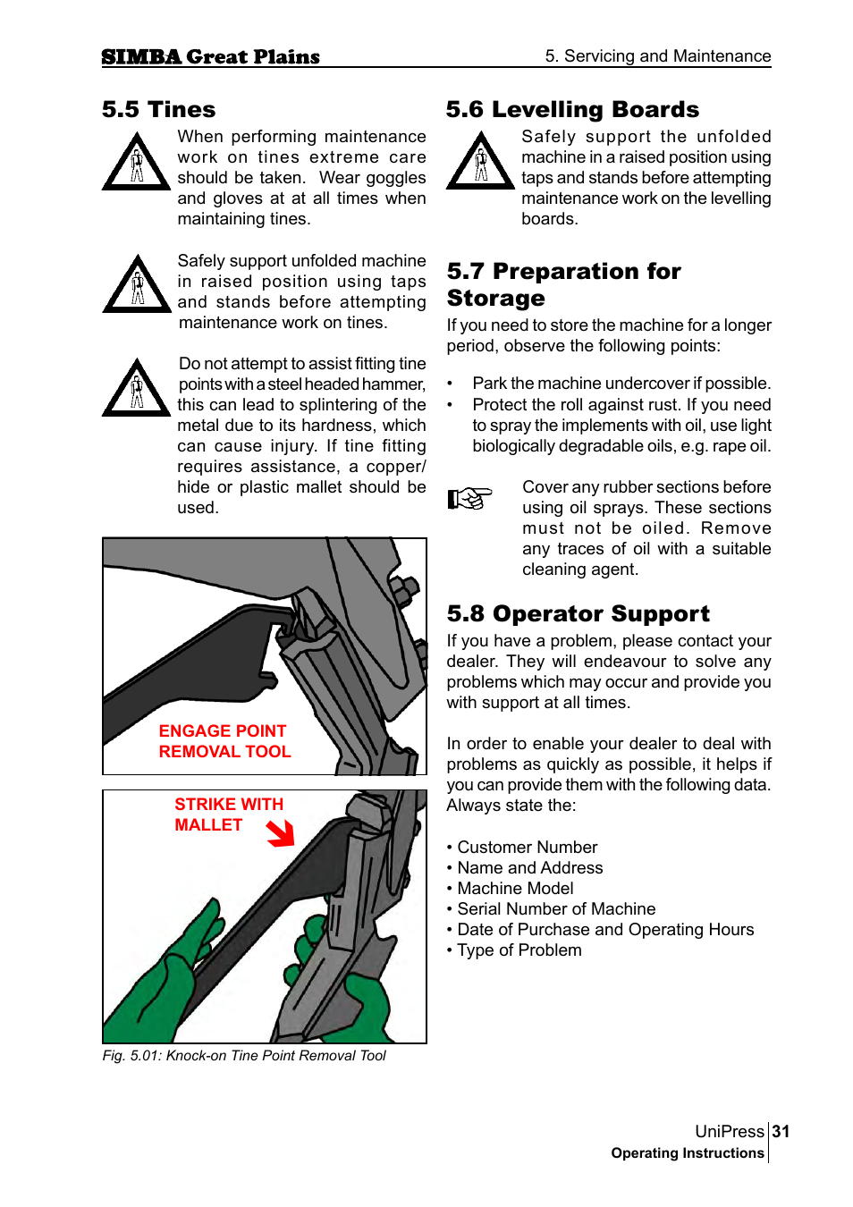 8 operator support, 7 preparation for storage, 5 tines | 6 levelling boards | Great Plains P17921E Operator Manual User Manual | Page 31 / 210