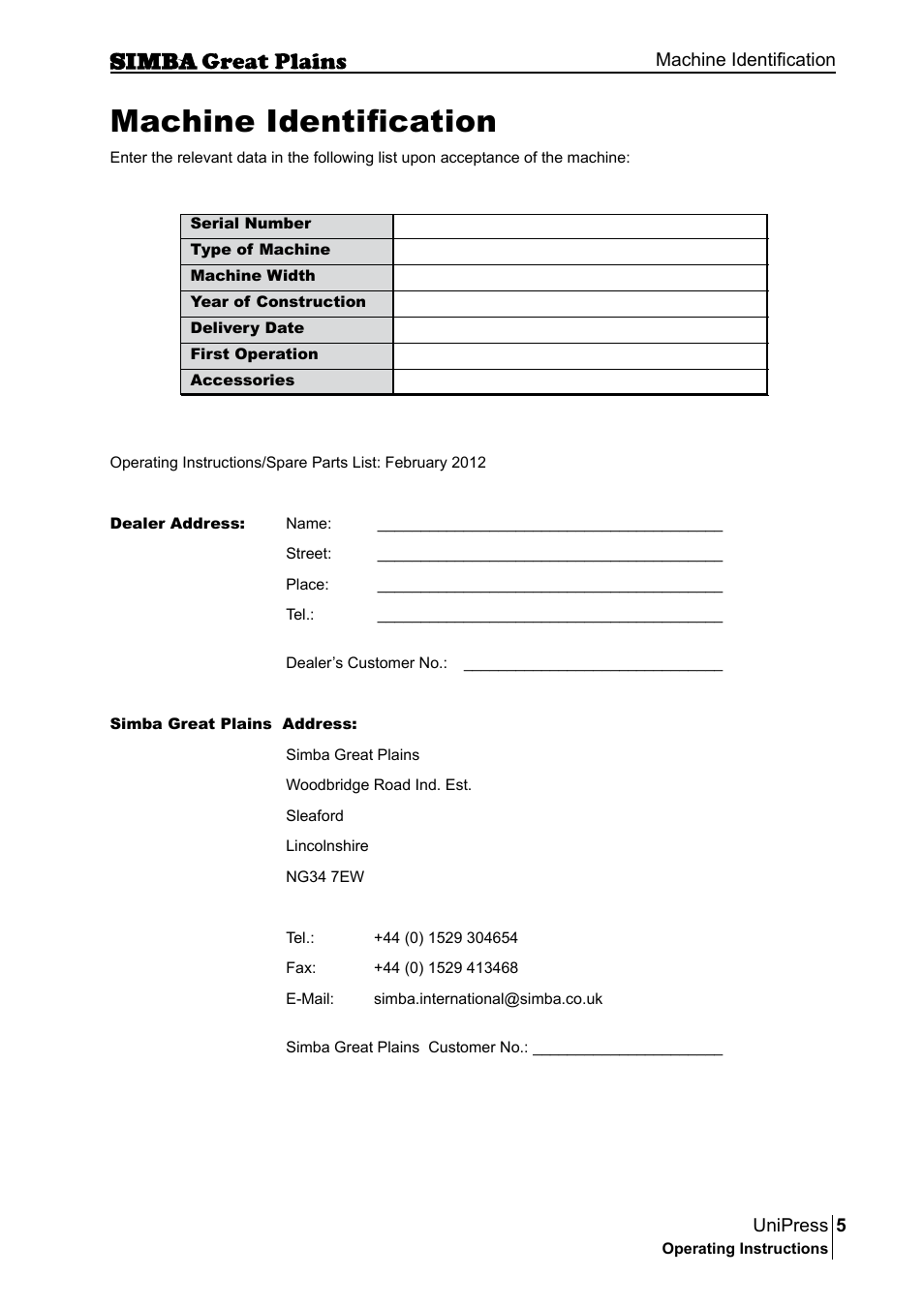 Machine identification | Great Plains P17921E Operator Manual User Manual | Page 5 / 210