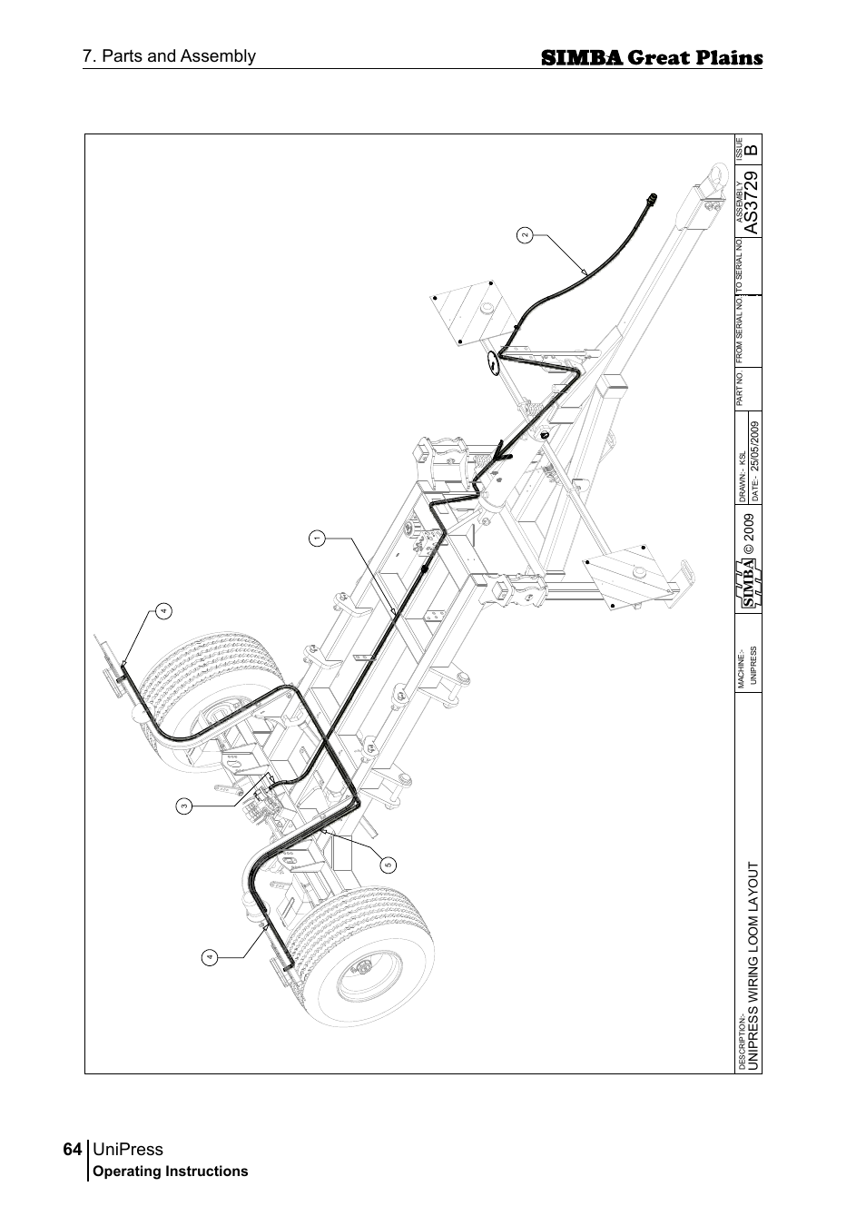 Unipress, 64 7. parts and assembly, Bas 37 29 | Operating instructions, Si m b a | Great Plains P17921E Operator Manual User Manual | Page 64 / 210